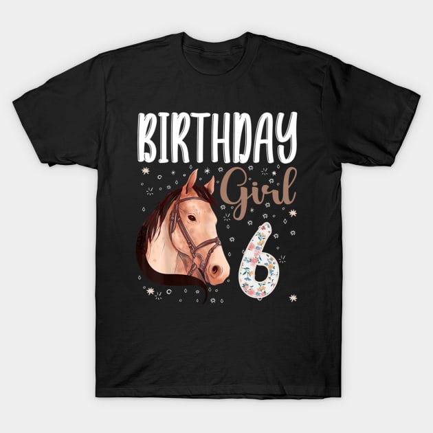 Horse Animal Lovers 6th Birthday Girl T-Shirt by tasmarashad